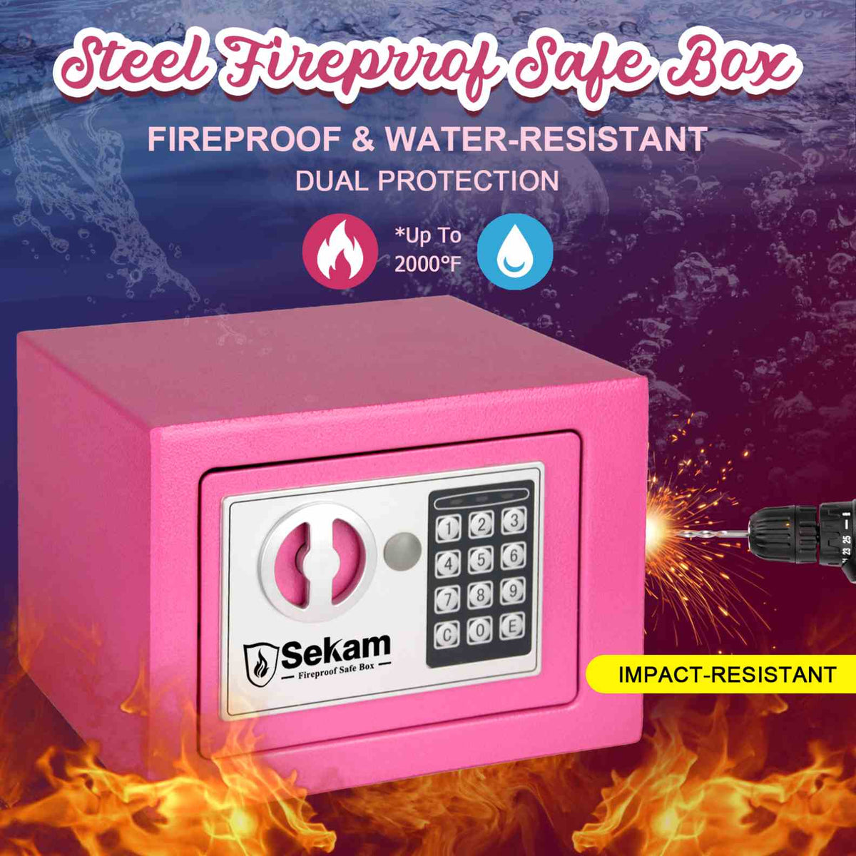 SEKAM Steel Small Money Safe Box for Home Office with Fireproof Money