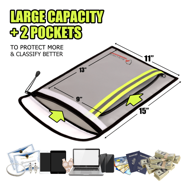 ROLOWAY fireproof document bag with reflective strip and dual pockets7