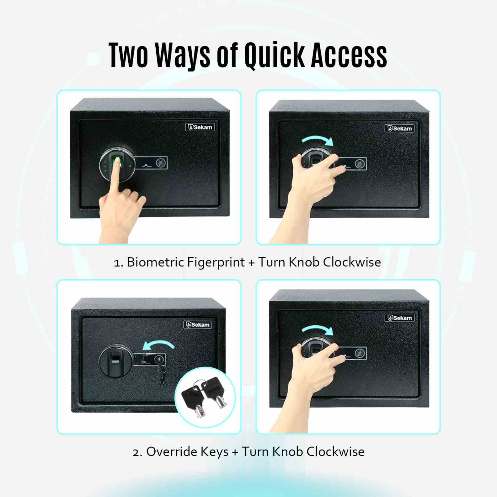 SEKAM Biometric Fingerprint Safe Box with fireproof money bags for secure storage3