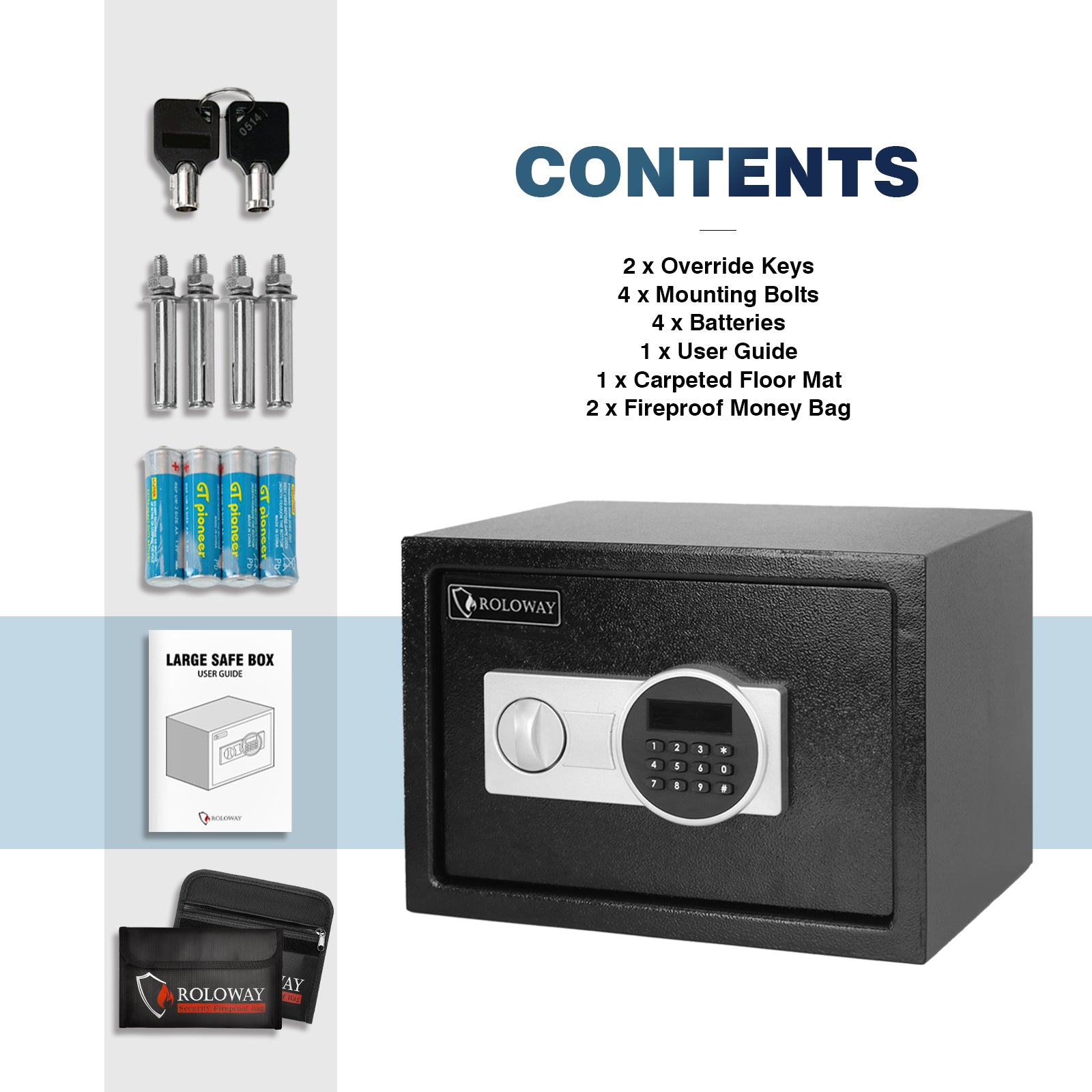 ROLOWAY SAFE large money safe box for home with fireproof money bags0