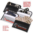 Cargar la imagen en la vista de la galería, ROLOWAY SAFE small black and silver fireproof money bag 5x8 inches0