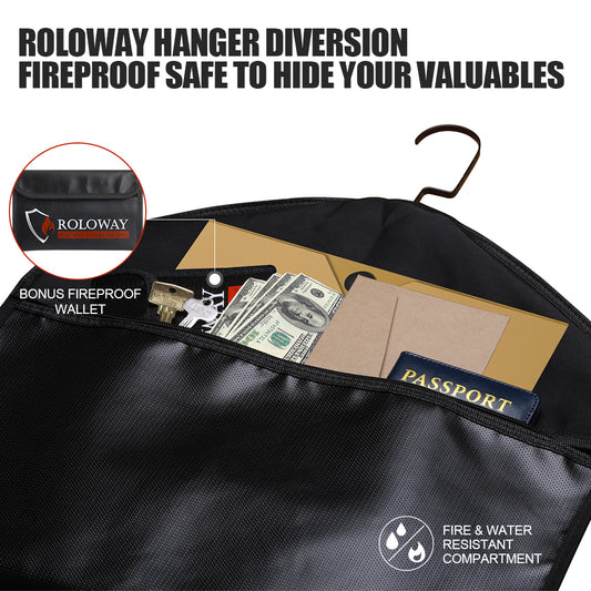 ROLOWAY Hanger Diversion Caja fuerte ignífuga con pequeña bolsa ignífuga