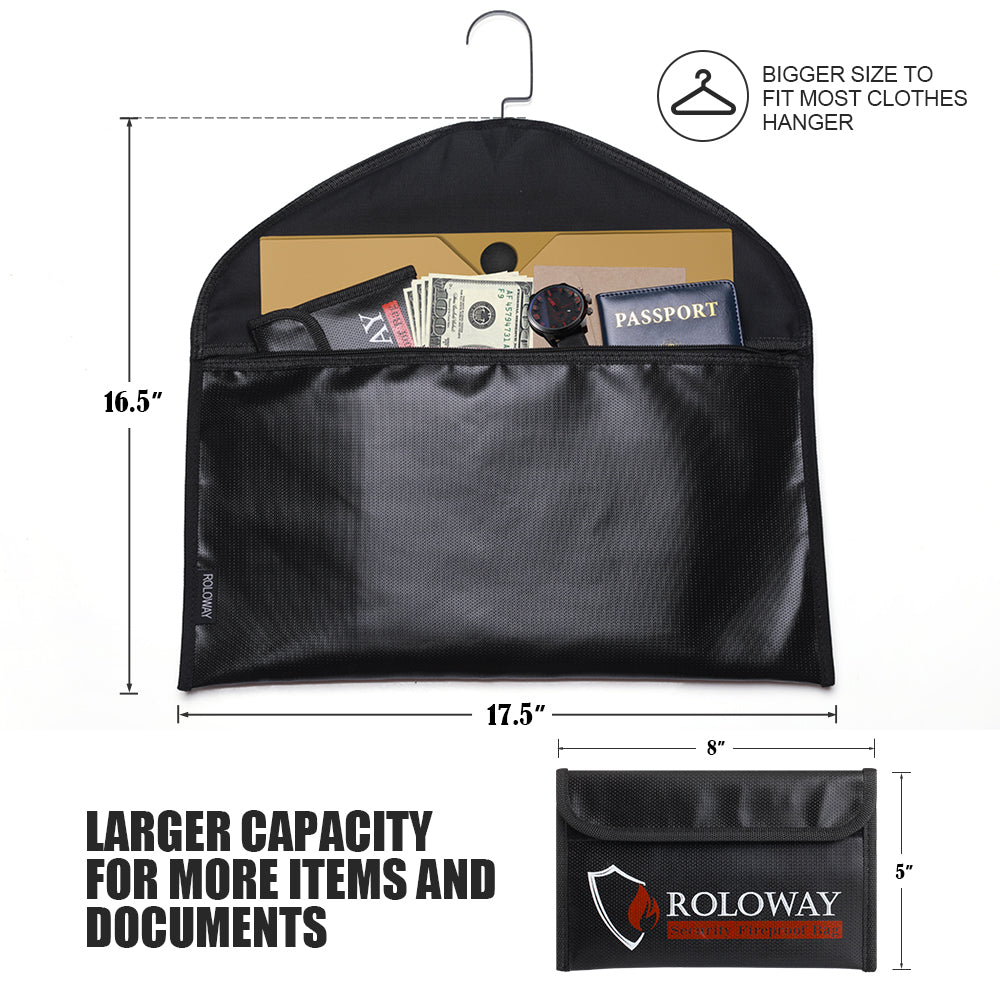 ROLOWAY Hanger Diversion Caja fuerte ignífuga con pequeña bolsa ignífuga