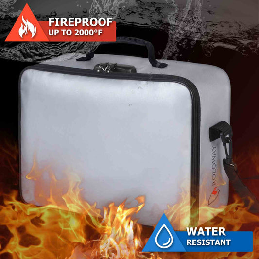 ROLOWAY silver multi-layer safe fireproof document bag with lock5