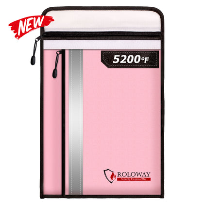 Fireproof document Bag | 15.5 x 11.5 inch Large Pink | Roloway