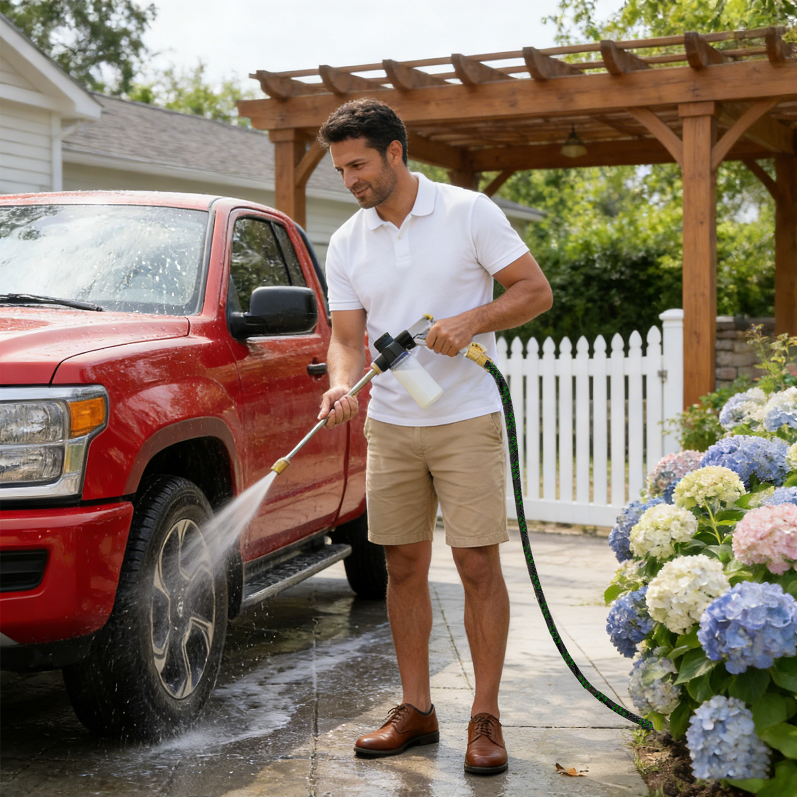 Expandable Garden Hose | 10-Mode High-Pressure Nozzle | 3-Color