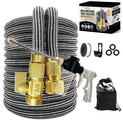 Expandable Garden Hose | 10-Mode High-Pressure Nozzle | Gray