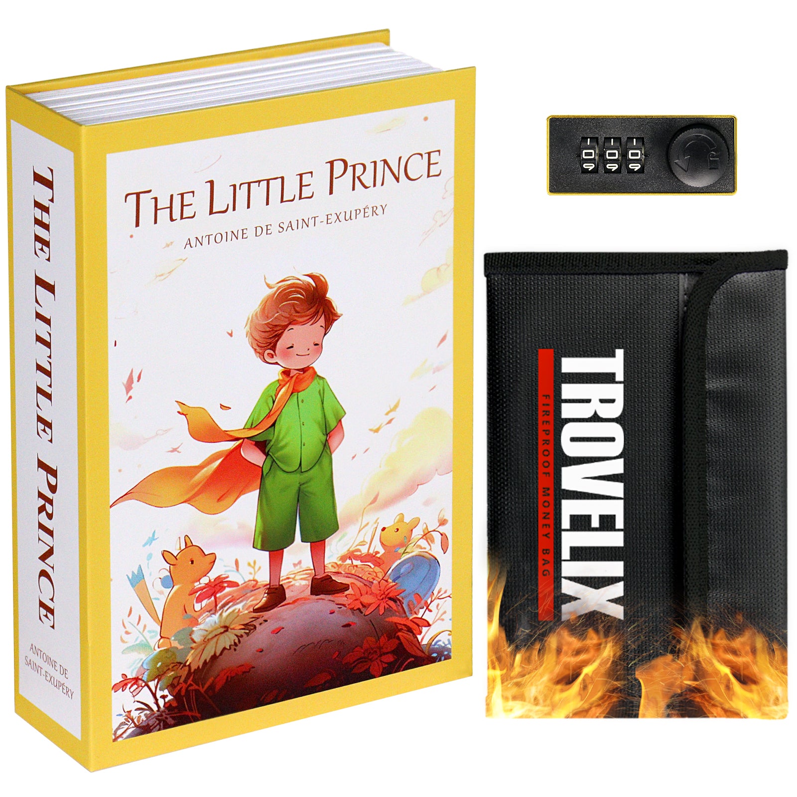 <New>Hidden Book Safe with Fireproof Money Bag