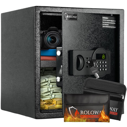 ROLOWAY SAFE MONEY SAFE BOX for home with 2 fireproof money bags 1.5 cubic feet in silver5