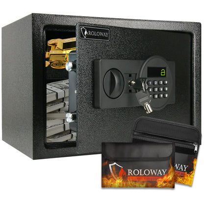 ROLOWAY SAFE Large Money Safe Box for Home with 2 Fireproof Money Bags in Black1
