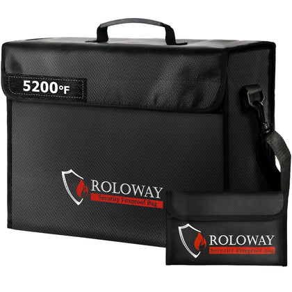 Large Glass Fiber Fireproof bag | 5200℉ Black Fireproof Bag | Roloway