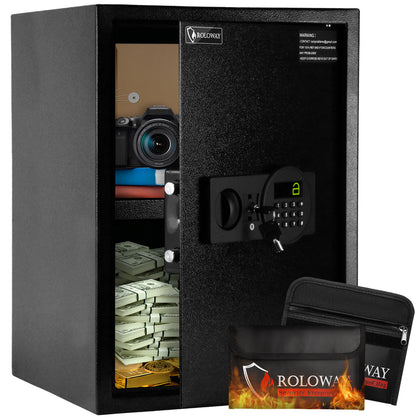 ROLOWAY black safe money safe box for home with fireproof money bags 2.2 cubic feet5