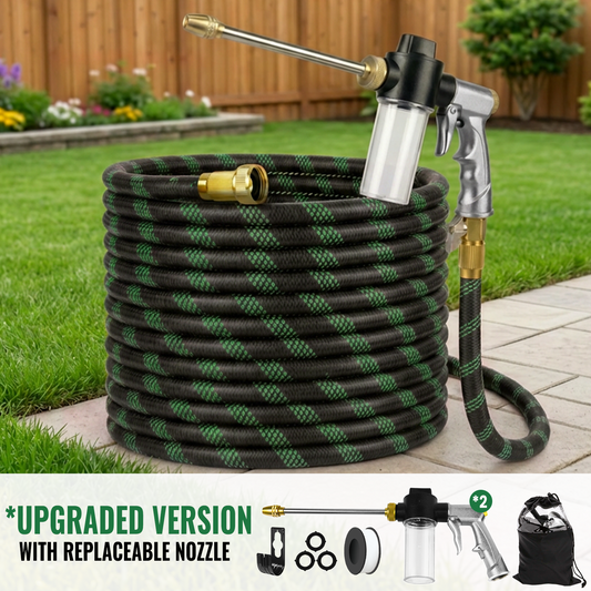 Expandable Garden Hose | 10-Mode High-Pressure Nozzle | Green