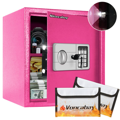 Safe Box | Pink 1.5 Cubic Feet with Silver Keypad | Voncabay