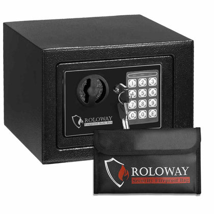 ROLOWAY SAFE Petit coffre-fort en acier pour la maison avec sac à billets ignifuge (noir) 