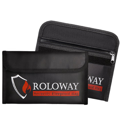 ROLOWAY SAFE Small Fireproof Money Bag (8 x 5 inches)(Black*2)
