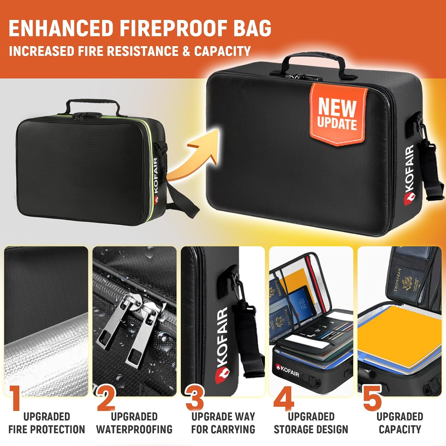 Fireproof bag 5200°F AL | Multilayer | Black | XL
