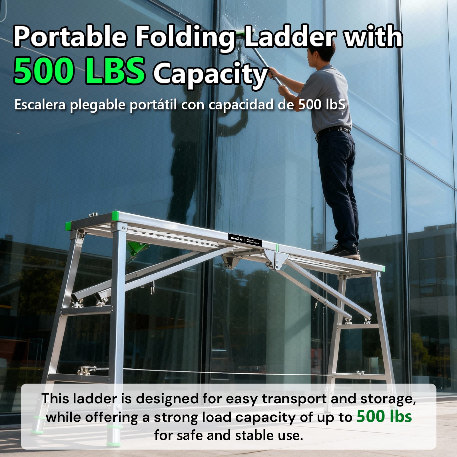 Portable steel ladder | Silver | Sekamtools