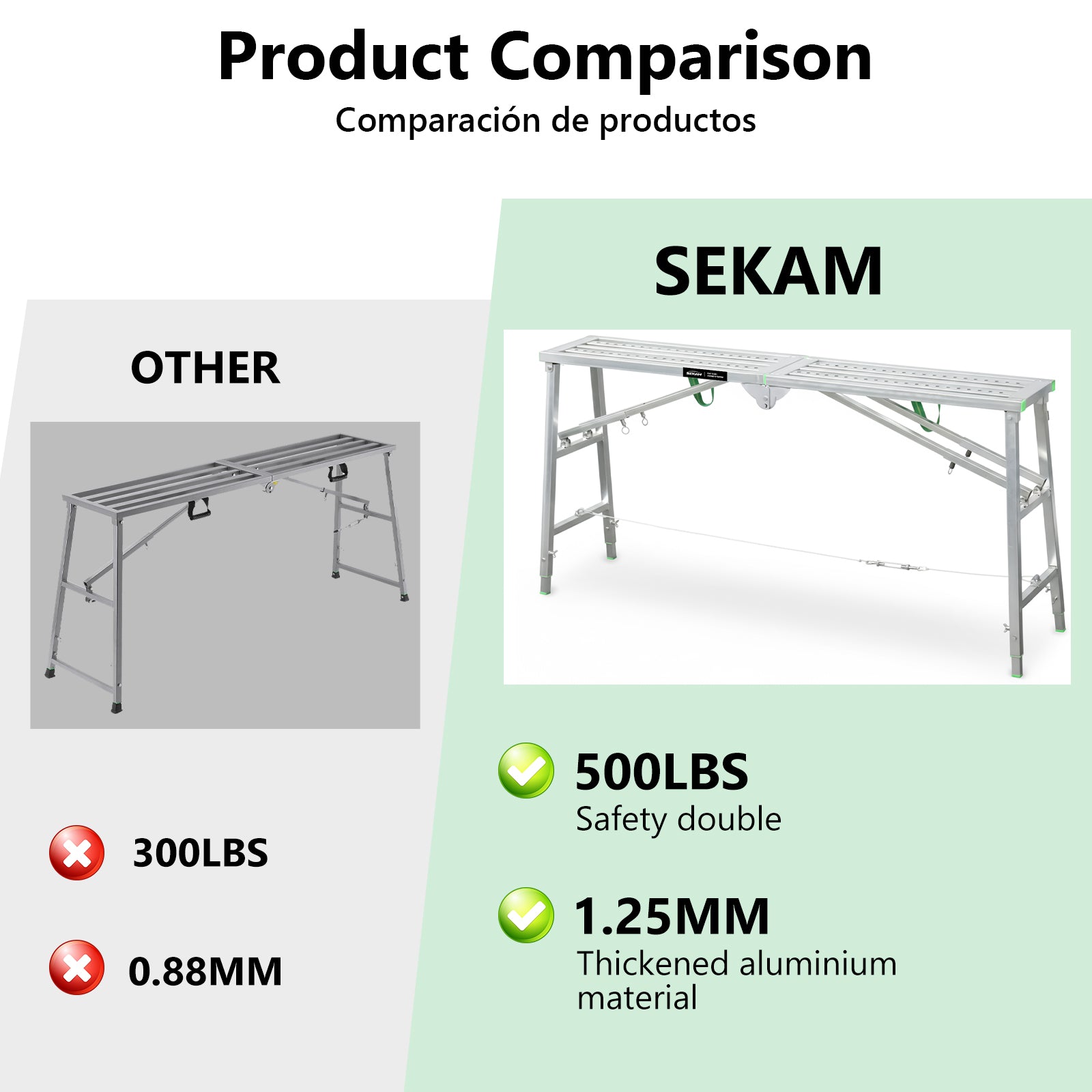 Portable steel ladder | Silver | Sekamtools