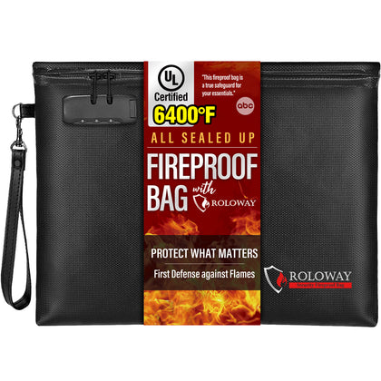 Newly ALL SEALED UP Fireproof Document Bag | 6400℉ Black | Roloway