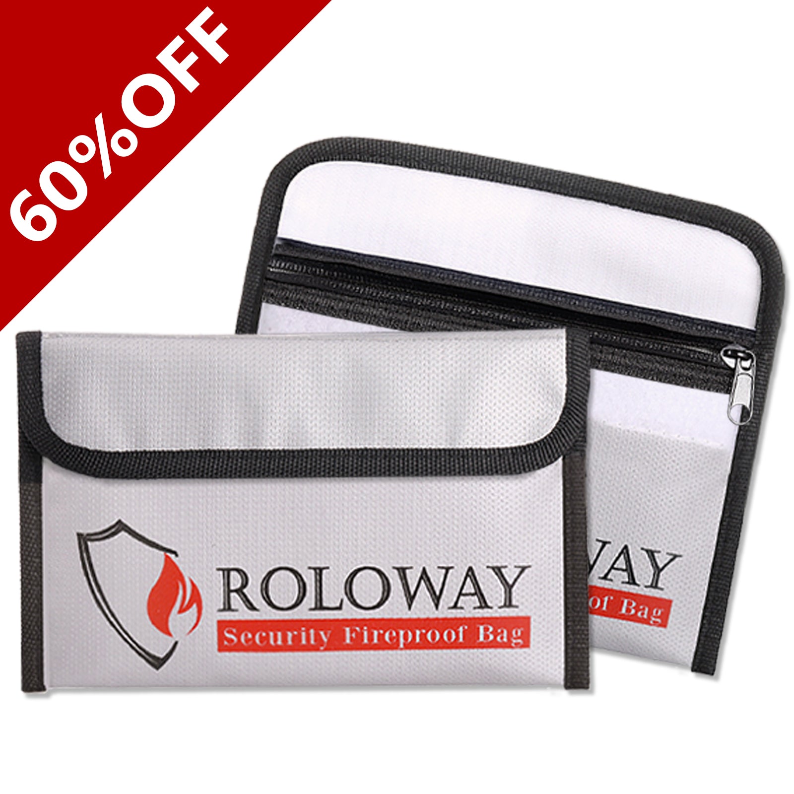 ROLOWAY SAFE Small Fireproof Money Bag (5 x 8 inches) (Sliver*2)