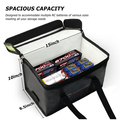 ROLOWAY Lipo Battery Bag Fireproof Safety Storage (15 x 8.5 x 10 inch)0