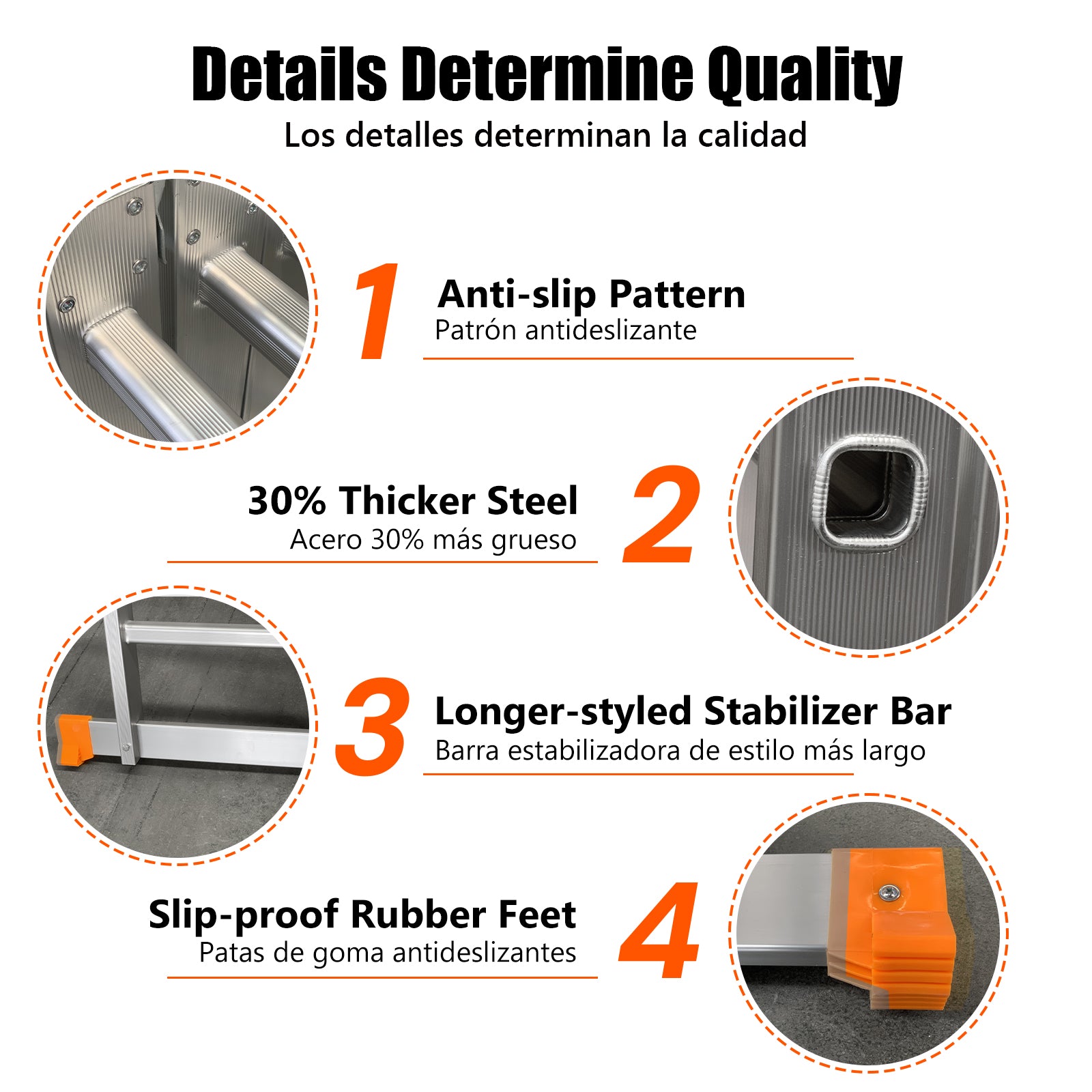 S-7-in-1 Aluminum Folding Ladder | Silver | Sekamtools