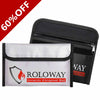 ROLOWAY SAFE Small Fireproof Money Bag (5 x 8 inches)(Black+Sliver)