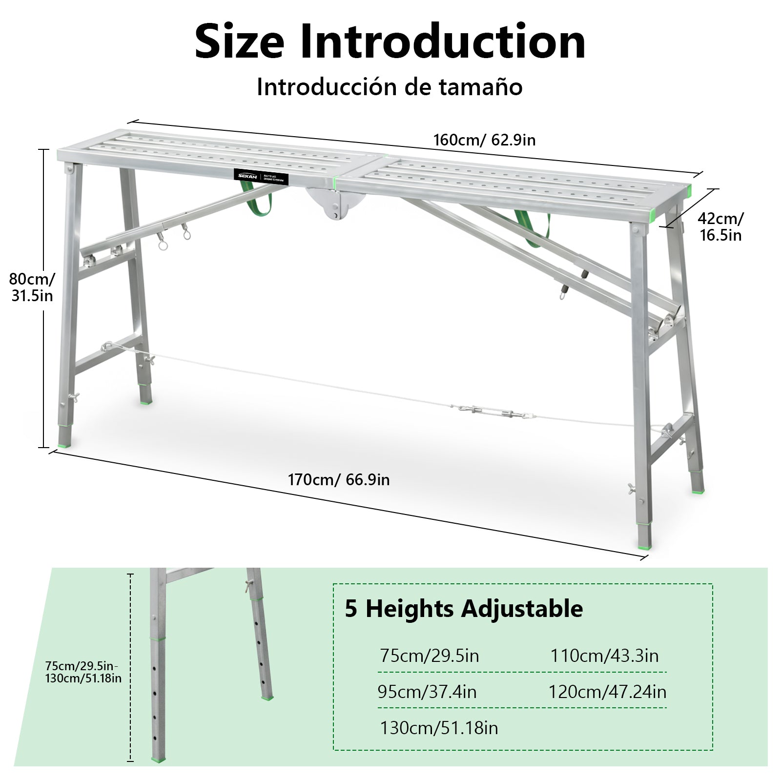 Portable steel ladder | Silver | Sekamtools