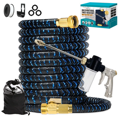 Expandable Garden Hose | 10-Mode High-Pressure Nozzle | Blue