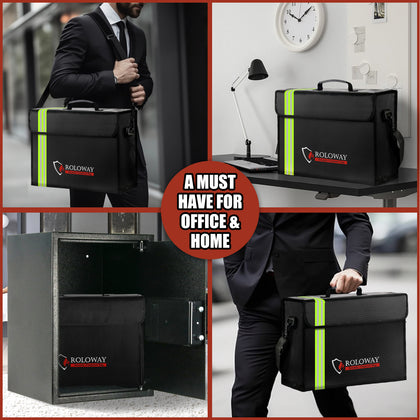 ROLOWAY Large (17 X 12 X 5.8 Inches) Fireproof Bag With