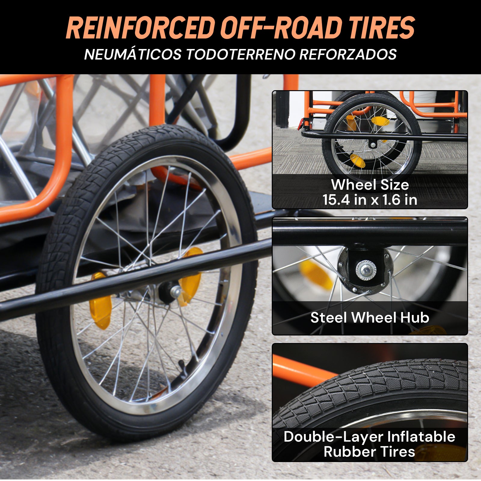 Foldable bicycle cargo trailer | Black & Orange | Sekamtools