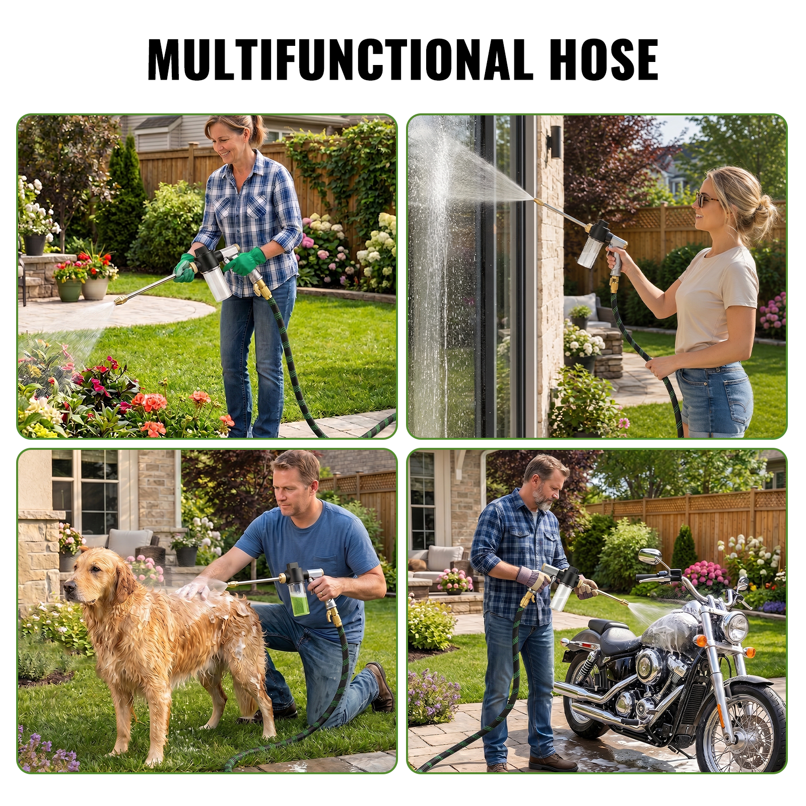 Expandable Garden Hose | 10-Mode High-Pressure Nozzle | 3-Color