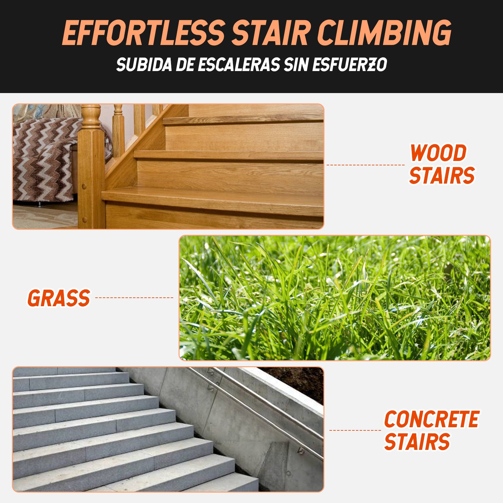 Foldable 6-wheel Stair Climbing Dolly | Black & Orange | Sekamtools