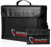 Fireproof bag | Large 17 x 12 x 5.8 inch Black with Reflective Strip | Roloway
