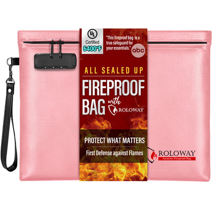 Newly ALL SEALED UP Fireproof Document Bag | 6400℉ Pink | Roloway