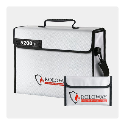 Fireproof bag with Aluminum Foil Layer | Large 15 x 12 x 5 inch  5200℉ Silver | Roloway