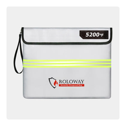 Fireproof Document Bag with Aluminum Foil Layer | 5200°F Sliver Safe Storage | Roloway