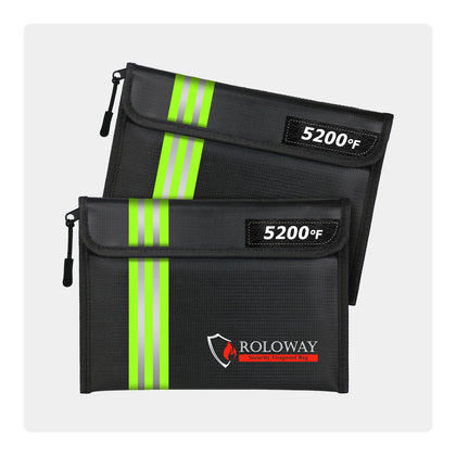 Fireproof bag | 2-pack 5200℉ Black with Reflective Strip | Roloway