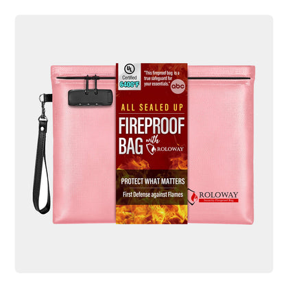 Newly ALL SEALED UP Fireproof Document Bag | 6400℉ Pink | Roloway