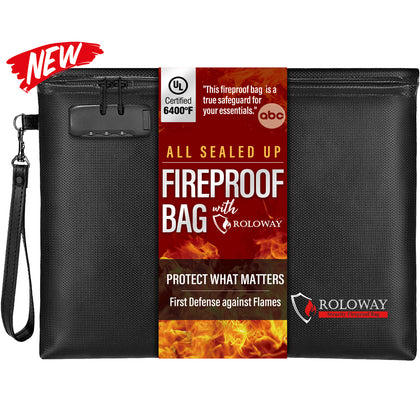 Newly ALL SEALED UP Fireproof Document Bag | 6400℉ Black | Roloway