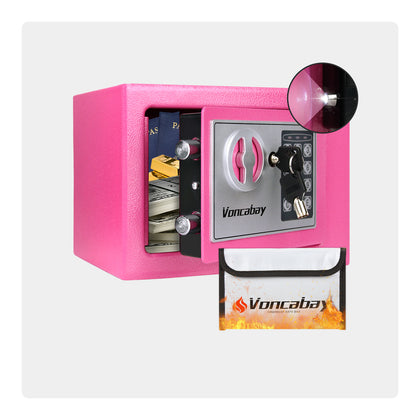 Safe Box | Pink 0.23 Cubic Feet with Silver Keypad | Voncabay