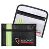 ROLOWAY SAFE Small Fireproof Bag with Reflective Strip (5 x 8 inches) (Black & Silver)