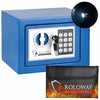 ROLOWAY SAFE Caja fuerte de acero pequeña para dinero para el hogar con bolsa de dinero ignífuga (azul) 