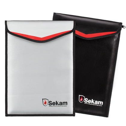 Paquete de 2 bolsas para documentos ignífugas SEKAM (15 x 11 pulgadas) 