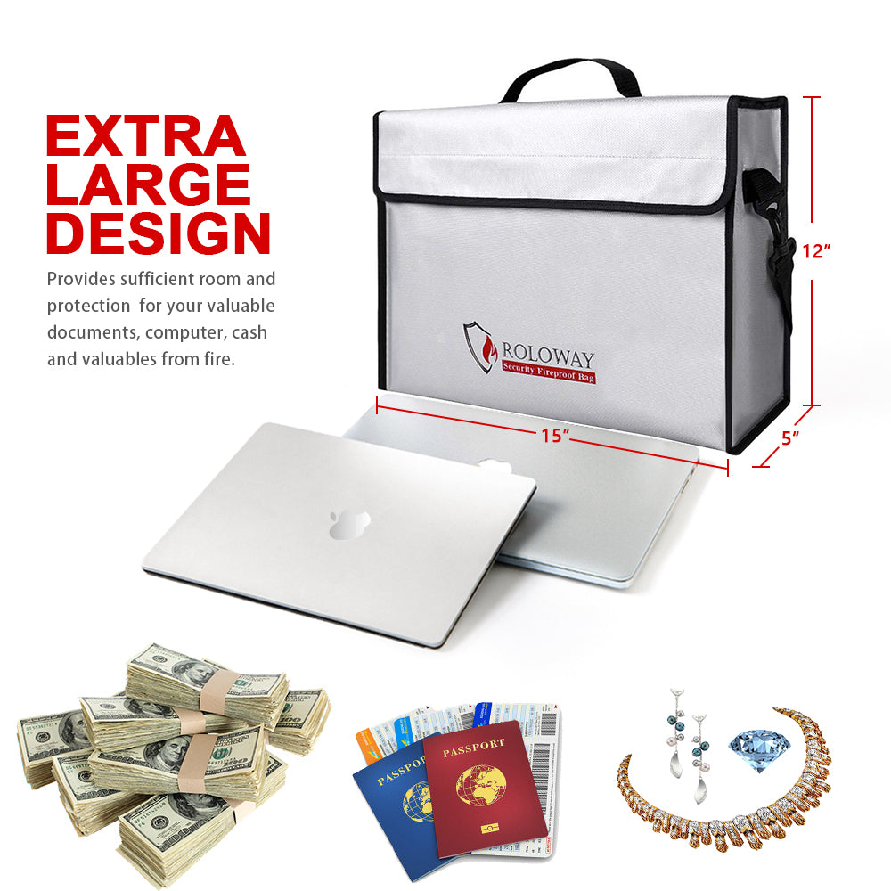 Bundle-ROLOWAY SAFE Caja fuerte grande para dinero con 2 bolsas de din